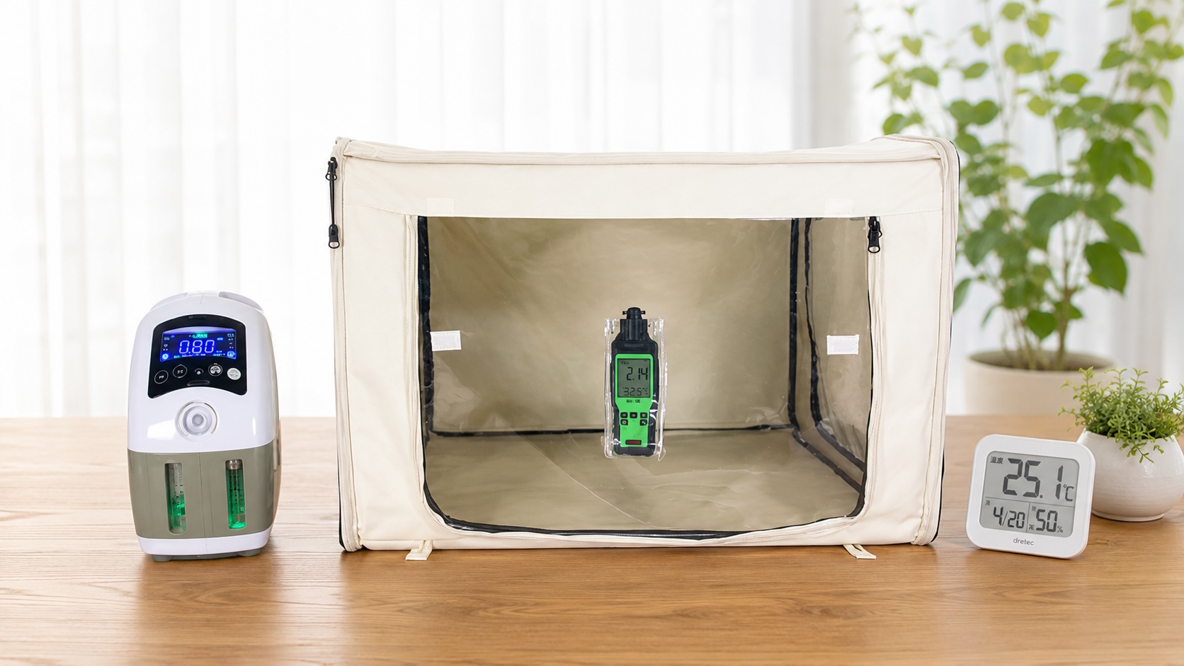 NEVOTON MAFmini酸素発生器、オキシボックス酸素室、OXYONE酸素濃度計の3点セット