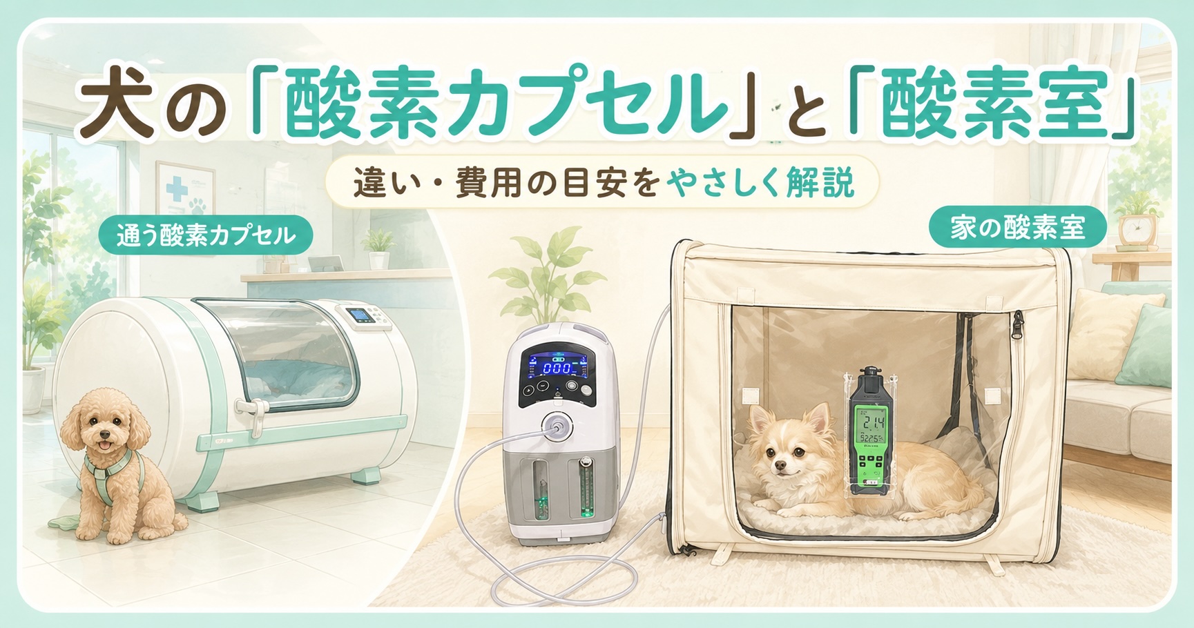 犬の酸素カプセルと酸素室の違い・費用の目安